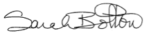 Signature of Sarah Bolton, President, College of Wooster