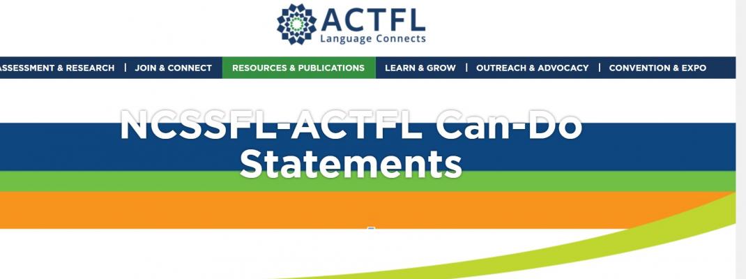 Screenshot from the ACTFL webpage on Can-Do Statements
