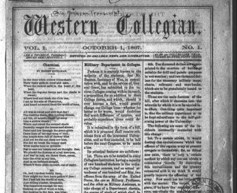 Front page of an old issue of the Western Collegian
